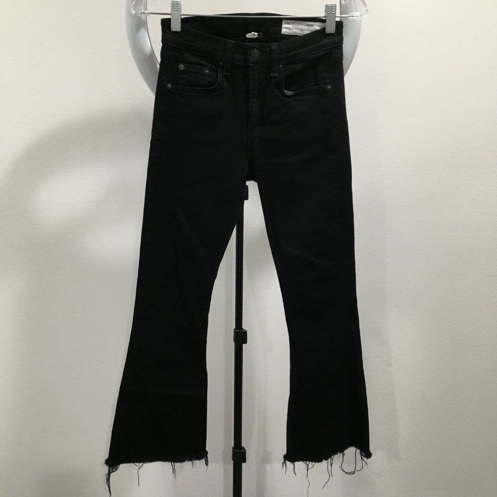 rag & bone Black Raw Hem Flare Jeans